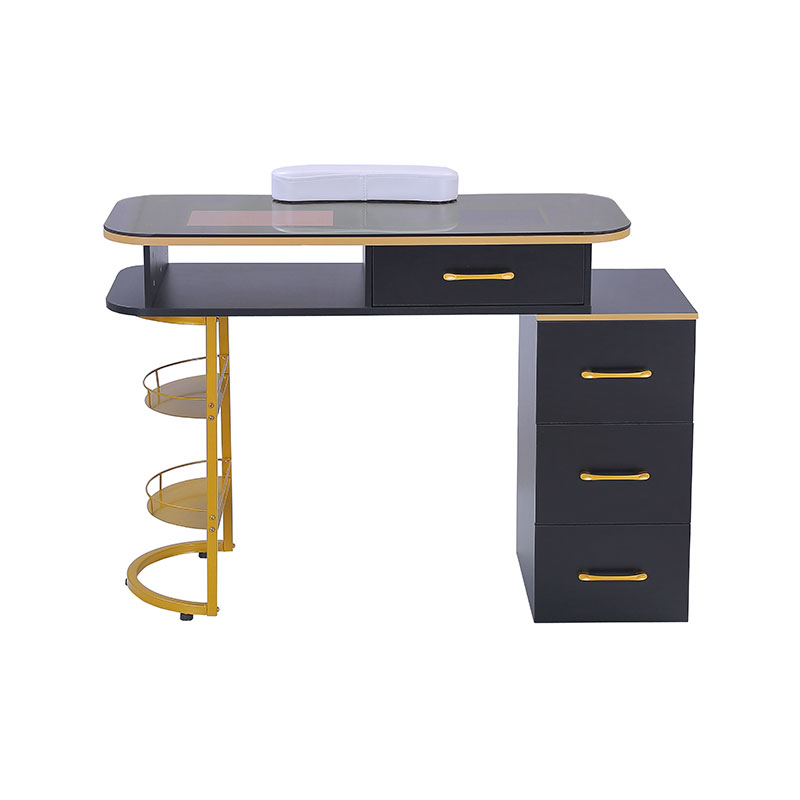 HZ2055 / HZ2055B Manicure mensa vitrea top clavus desk statio cum 4 tegimentis & 2-terno crustae repositionis