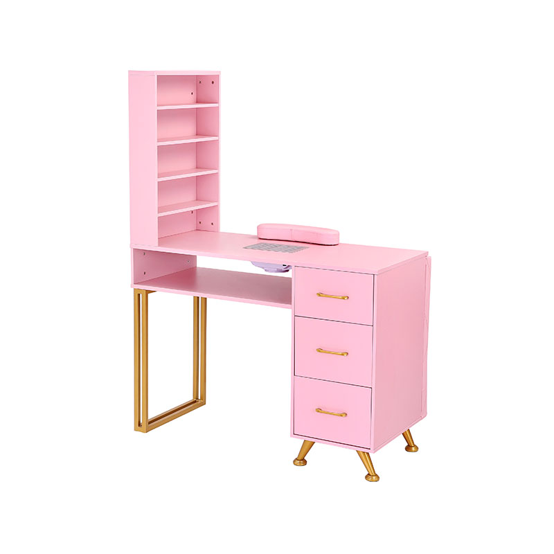 HZ2066 Pink and aurum manicure table clavus desk cum electrico pulvis collector