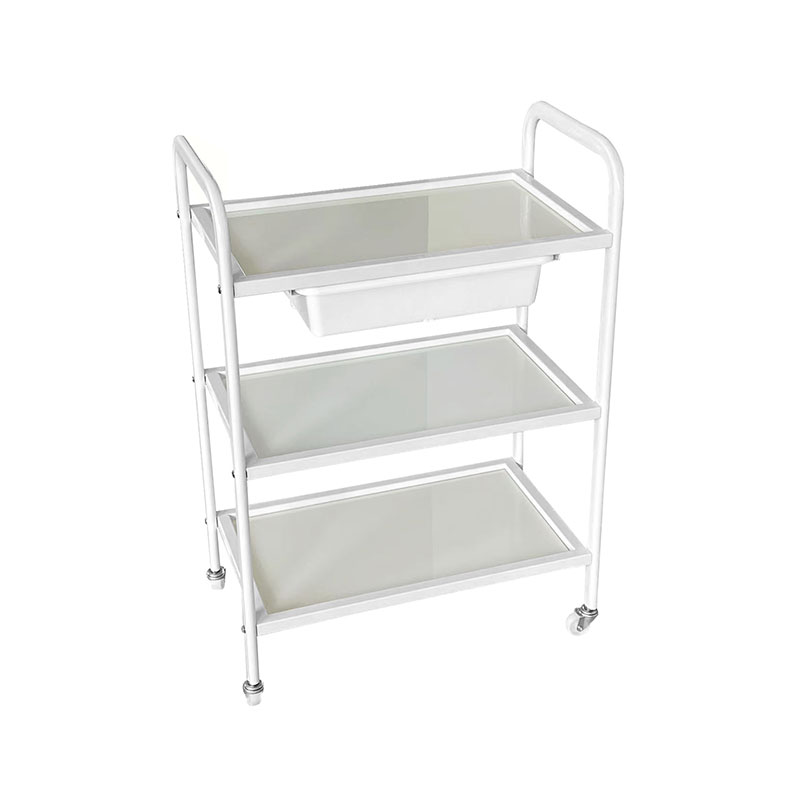 HZ2002BZ / HZ2002Z Rolling salon trolley cart, vitre tray and metal frame